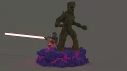 Groot and Rocket Voxel Model Low-poly  3D model