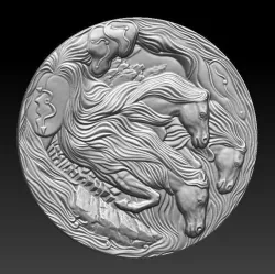 horses bas-relief 3D model