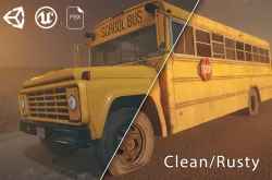 HQ Retro School Bus Low-poly  3D model