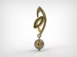 Jewelry Golden Earring Hanging Bubble Bead 3D print model