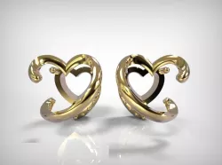  Jewelry Golden Heart Shape Earrings Love 3D print model