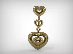 Jewelry Golden Heart Shaped Ornament Pendant 3D print model