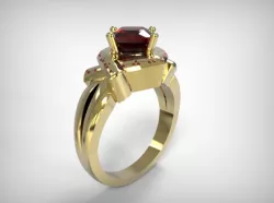 Jewelry Golden Ring Encrusted Ruby Diamon Gem 3D print model