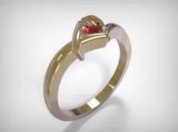 Jewelry Golden Ring Encrusted Ruby Red Diamond  3D print model