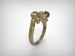 Jewelry Golden Ring With Ribon Knot 3D print model