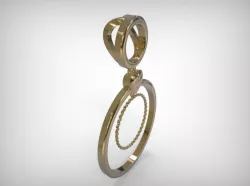Jewelry Golden Round And Heart Shaped Pendant 3D print model