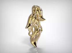Jewelry Golden Twisted Leave Ornament Pendant 3D print model