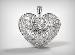 Jewelry Silver Heart Shaped Pendant With Diamonds 3D print model