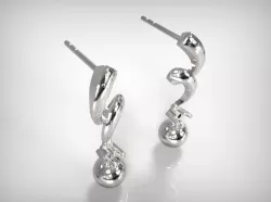 Jewelry Silver Twisted Earrings With Hanging Bubble  3D print model