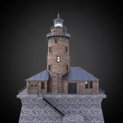 Lighthouse with building architecture and engineering structure Low-poly  3D model