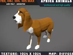 Low Poly Basset Dog Hound Cartoon 3D Model Animated - Game Ready Low-poly  3D model