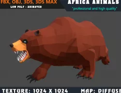 Low Poly Bear Cartoon 3D Model Animated - Game Ready Low-poly  3D model