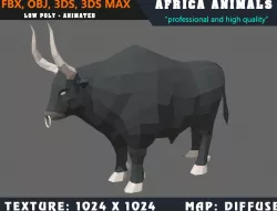 Low Poly Bull Cartoon 3D Model Animated - Game Ready Low-poly  3D model