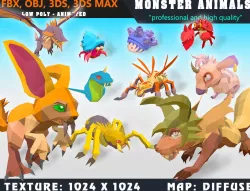 Low Poly Monster Cartoon Collection 04 Animated - Game Ready Low-poly  3D model