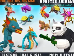 Low Poly Monster Cartoon Collection 05 Animated - Game Ready Low-poly  3D model
