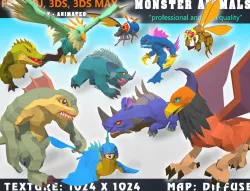 Low Poly Monster Cartoon Collection 06 Animated - Game Ready Low-poly  3D model