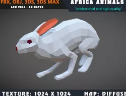Low Poly Rabbit Cartoon 3D Model Animated - Game Ready Low-poly  3D model