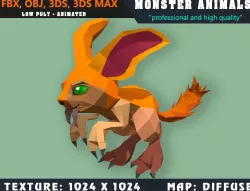 Low Poly Rabbit Monster 35 Animated - Game Ready Low-poly  3D model