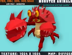 Low Poly Rabbit Monster 38 Animated - Game Ready  Low-poly  3D model