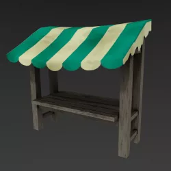 Medieval Market Stall Low-poly  3D model