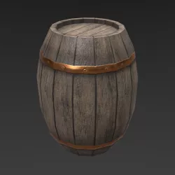 Medieval Wooden Barrel Low-poly  3D model