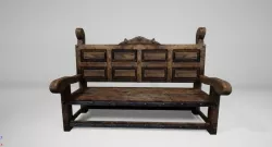 medieval wooden bench UE4 Low-poly  3D model