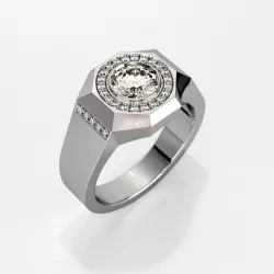 Mens ring  with round gemstone 010 3D print model