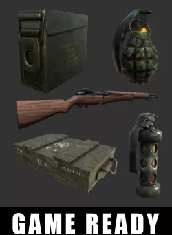 Military Weapon Grenade Flashbang Crate Pack Low-poly  3D model