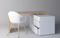 Modular Office Desk with Design Fiber Chair 3D model