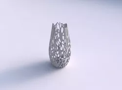 Narrow top vase helix with cracked organic lattice 3D print model