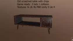 Old scratched table with Scratches Low-poly  3D model
