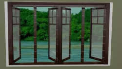 OPENABLE WOODEN WINDOW WITH TRANSPARENT MIRROR  3D model