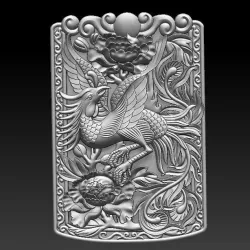 Phoenix and peony 3D model