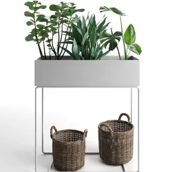 Plant Box with Wicker Baskets 3D model