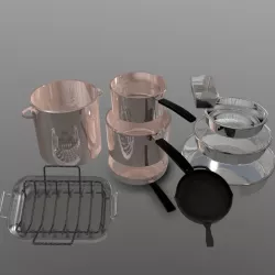 Pots and Pans Low-poly  3D model