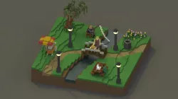 Public Park Voxel Scene Low-poly 3D model