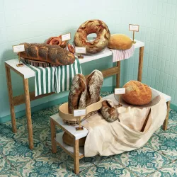 Rack with pastries Low-poly  3D model