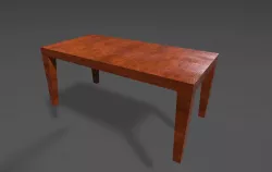 Rectangular Wood Kitchen Table UE4 ready Low-poly  3D model