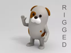 Rigged Cartoon Dog 3D model