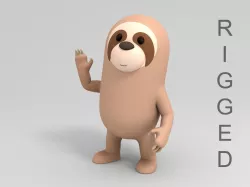 Rigged Cartoon Sloth 3D model