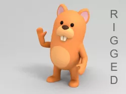 Rigged Cartoon Squirrel 3D model