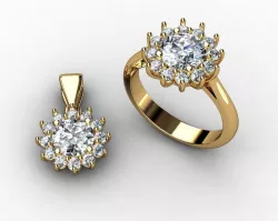 Round Diamond Engagement Rings and Necklaces 3D print model