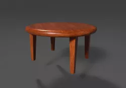 Round Oak wood kitchen table UE4 ready Low-poly  3D model