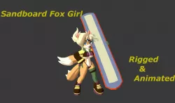 Sandboard Fox Girl Low-poly  3D model