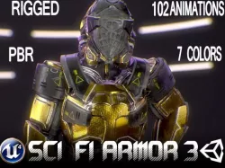 Sci-Fi Armor 3 Low-poly  3D model