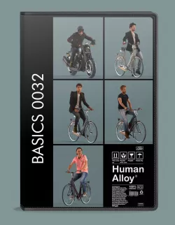 set of  3D men on bicycles or motor cycle low-poly 3D models Low-poly  3D model