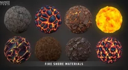 Stylized Fantasy Fire Shore Landscape Material Pack Texture
