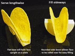 Taco Holder - Rolls over for easy filling / Flat base holds Taco upright when served