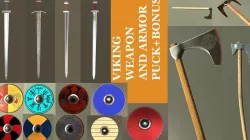 Viking medieval weapon shields and armor puck Low-poly  3D model