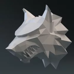 Wolf head Low-poly  3D model